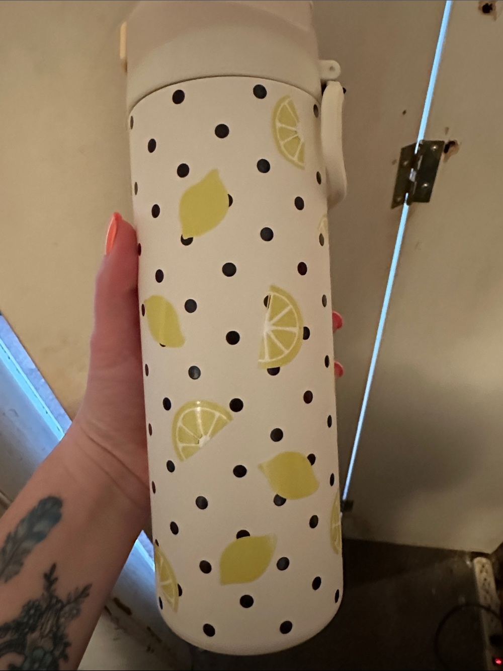 Hydrapeak Tumbler - lemon and black polka dot
